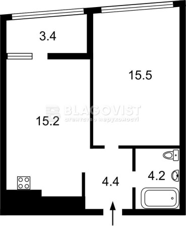 1 кімнатна квартира ЖК LUCKY LAND Берковецька, 6 буд. 4/3 42.8 м2 - фото 1