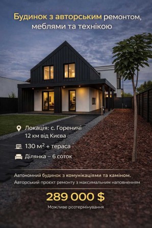 Продам Сучасний Будинок 130м2/Дизайнерський Ремонт  та Поруч з Озером - фото 1