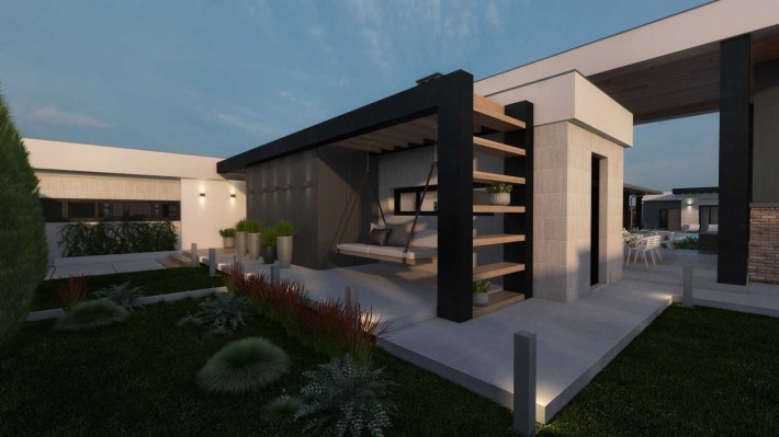 Одноэтажная коробка из красного кирпича в Совиньона - фото 1