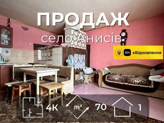 Продаж ч/б 50м2+окремий будинок 45м2,20,6соток землі,село Анисів(NN) Анисів