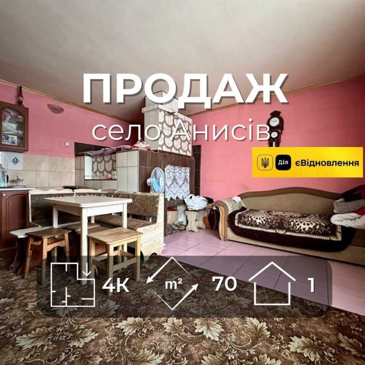 Продаж ч/б 50м2+окремий будинок 45м2,20,6соток землі,село Анисів(NN) - фото 1