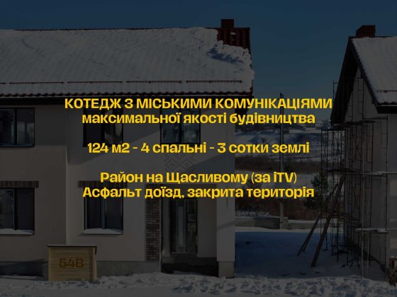 Котедж в районі Щасливе з газом (вже збудований) закрита територія Ровно