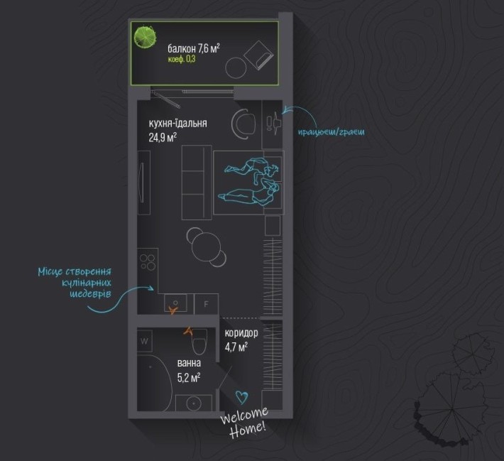 1кімнатна квартира біля парку вул. Національної Гвардії - фото 1