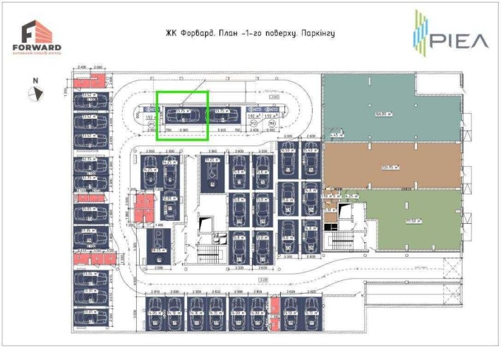Паркомісце 13,75 м²  -1 пов. ЖК Форвард Маршала Рибалка 5а Лук'янівка - фото 1