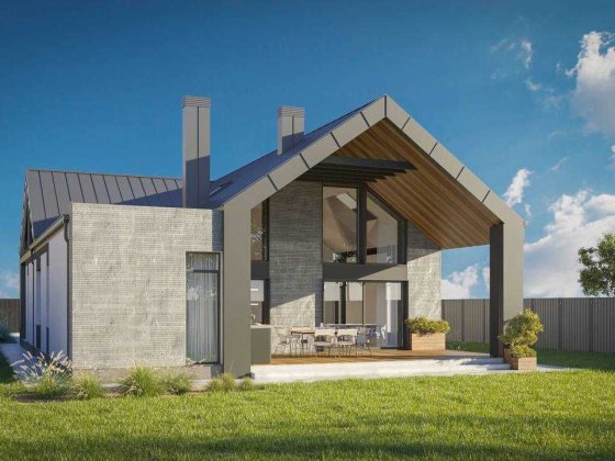 Котедж, Авторський проект просторого будинку, велика ділянка  13 соток Буча