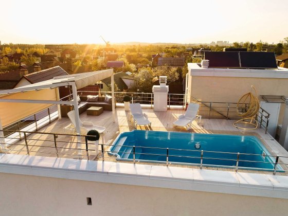 Ексклюзивна Вілла на Дніпрі: о. Водників, Правий Берег, Басейн на Даху Киев