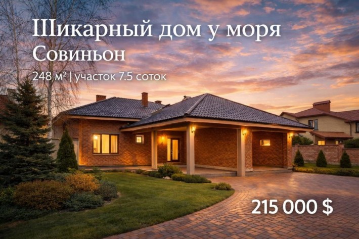 Шикарный дом в Совиньоне у моря, 7,5 соток - фото 1