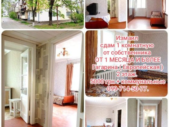 Сдам 1 комнатную ОТ 1 МЕСЯЦА Гагарина от собственника