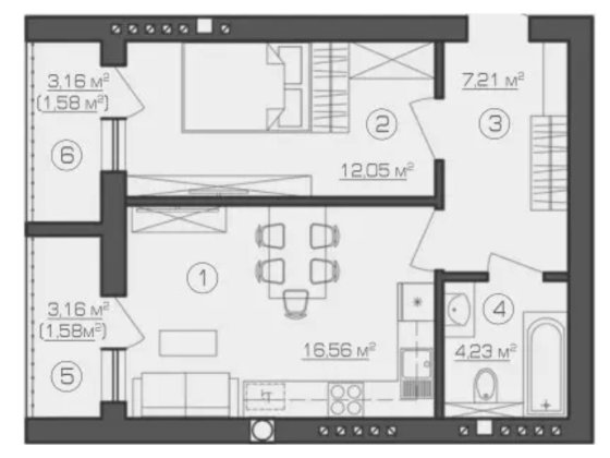 Повноцінна 1-кімнатна квартира з двома балконами Гостомель
