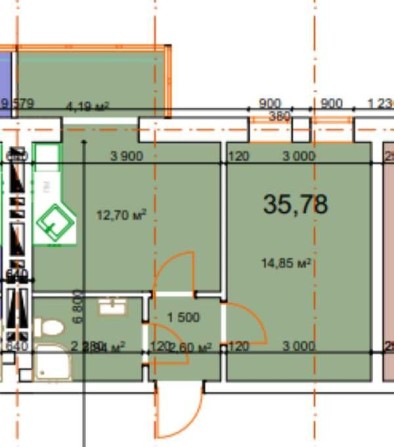 1 кім квартира , площа 35.78 м.кв , вул. Малицька(Епіцентр) - фото 1