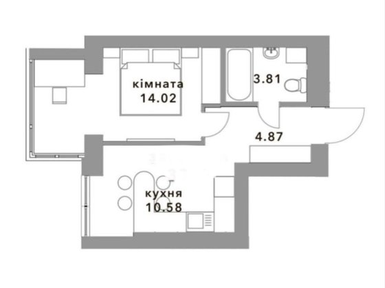 Однокімнатна квартира  в сучасному житловому комплексі .Газ Гостомель