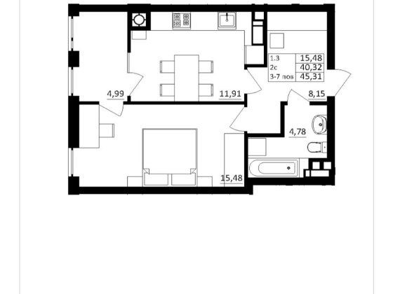 Продаж квартири 45,31м² ЖК Обухівський ключ Обухів