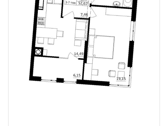 Продаж 1к квартири 52,62 м²  ЖК Обухівський ключ Обухів