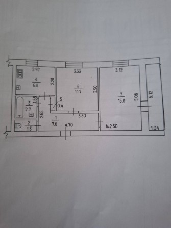2-кімнатна квартира 51,3 м2 під ремонт - фото 1