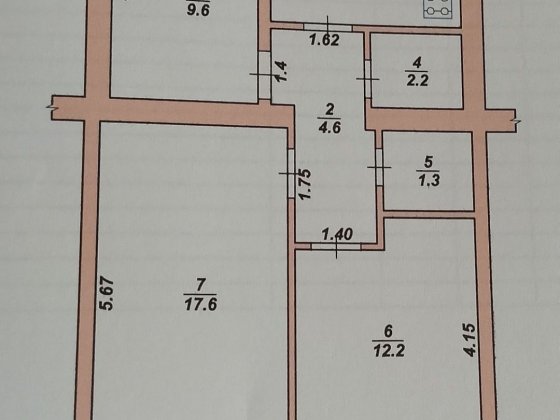 №:12693 — Продаж квартири, 2-кімн., Тетерівка, 56 м², 1/1-пов., цегла Тетеревка