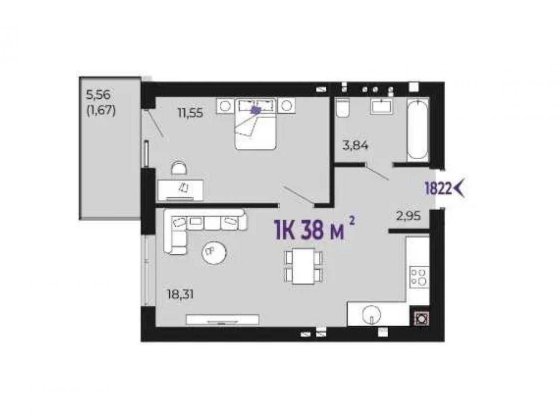 Здана, готова до Ремонту 1 кім. квартира в ЖК "Долішнній" Крихівці