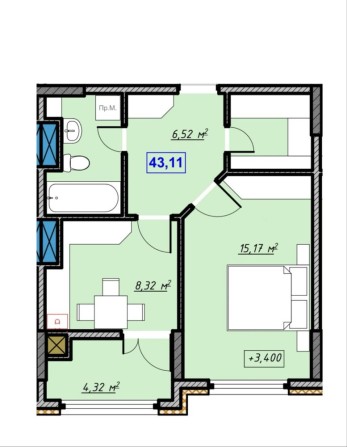 Велика  1 кімнатна квартира на завершальному етапі будівництва - фото 1