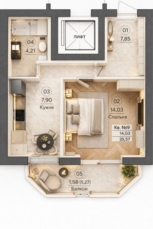 Продам однокімнатну квартиру від забудовника - фото 1