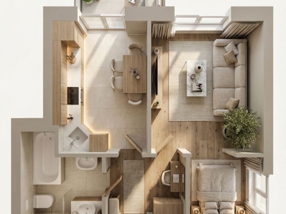 Однокімнатна квартира 36,4 м2 в Амстердам Клубний. Білогородка Белогородка