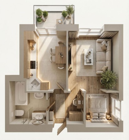 Однокімнатна квартира 36,4 м2 в Амстердам Клубний. Білогородка - фото 1