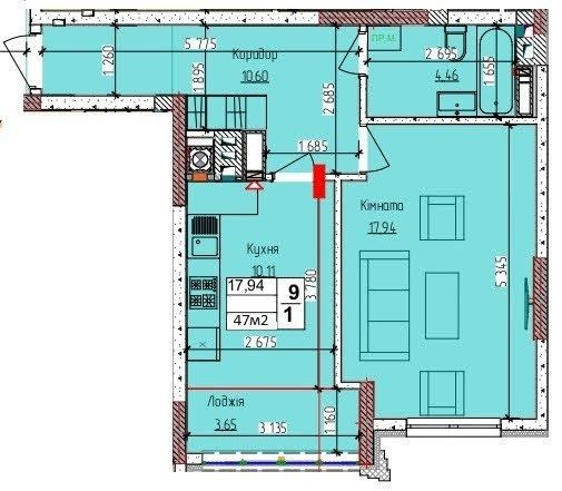 1-к квартира 47,5 м² ЖК “Добре місто 2” Чабани - фото 1