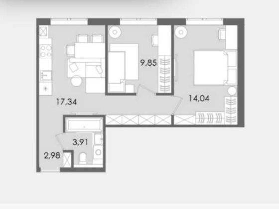 2х кімнатна квартира 48,12 м2 в ЖК Sanville Park Святопетрівське