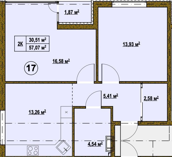 2К Квартира без ремонту в закритому комплексі з Газом З Власним Озером - фото 1