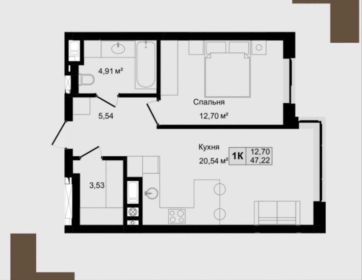 1 кім квартира від забудовника Hilltop без КОМІСІЇ! - фото 1