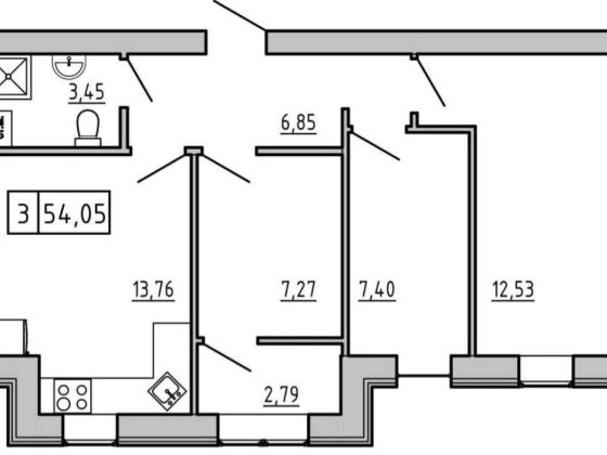 ЖК Кекс:Стильная 3-комнатная 54м² с Ремонтом и Газовым Котлом.Звоните!