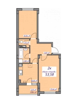 Двухкомнатная квартира на среднем этаже ЖК 7 НЕБО - фото 1