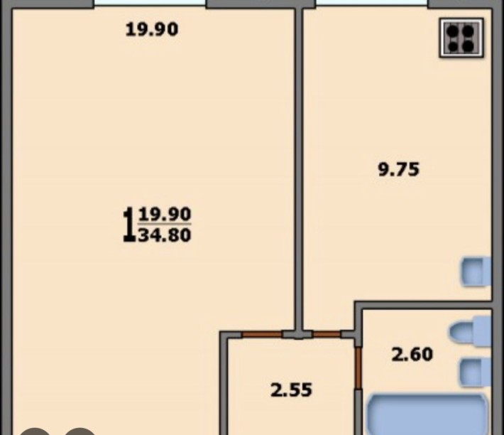 1-кімнатна квартира продаж - фото 1