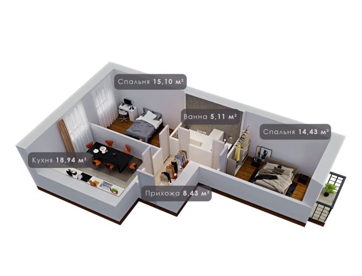 Двохкімнатна квартира в ЖК “Урожайний” - фото 1