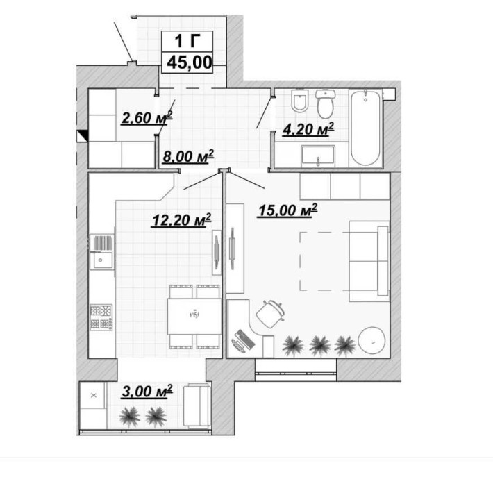Княгинин 18 секція 1 кімнатна - фото 1