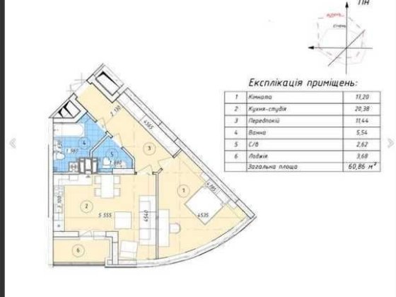 Продаж 1 кімнатної квартири 61 м² ЖК Променада Вишневе
