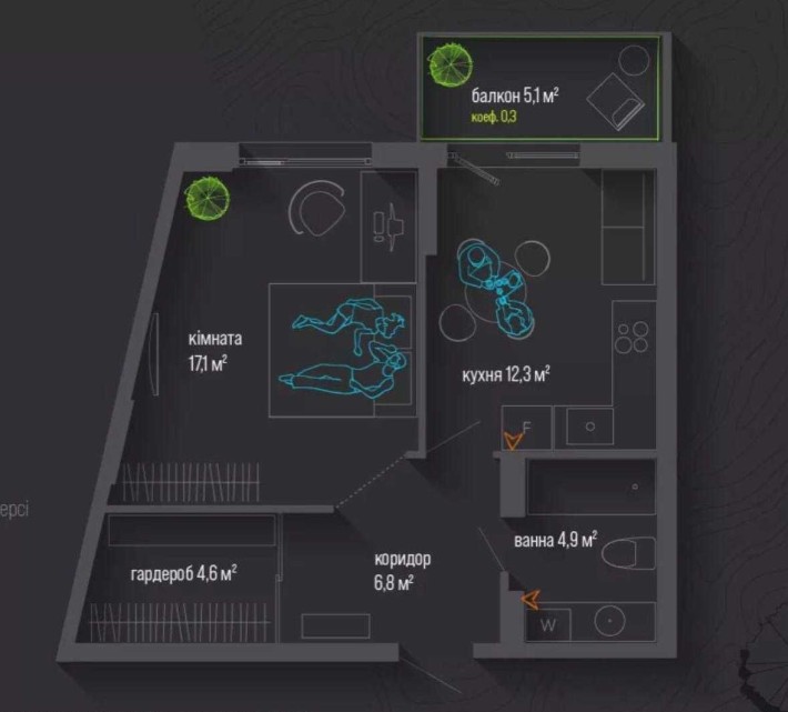 Продаж 1-кімнатної квартири в центрі міста, вул.Національної Гвардії d - фото 1