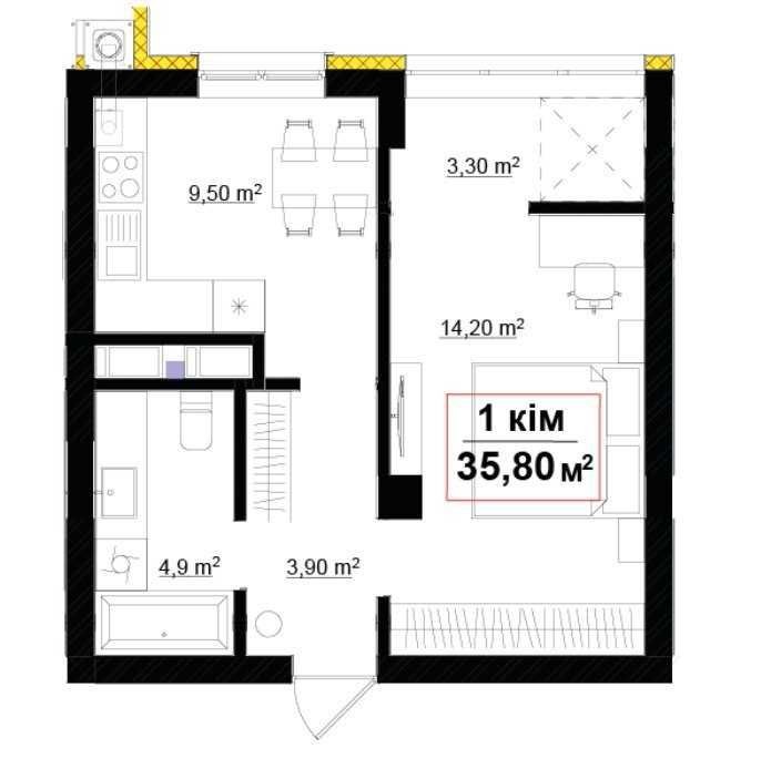 Продаж світлої 1-кім квартири 15хв до центру а - фото 1