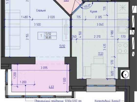Продам квартиру 38,85м2, 7/12, ЖК Атлант, панорамні вікна Луцк