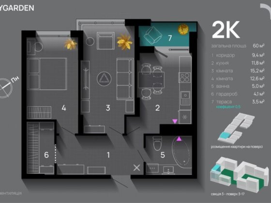 2 кімнатна квартира в ЖК Skygarden Ивано-Франковск