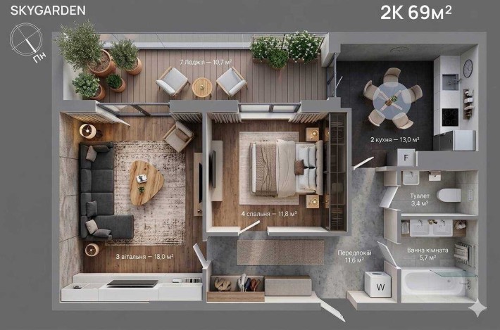 Продаж 2 кімнатна квартира ЖК Skygarden, перший внесок - фото 1