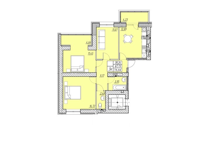 3 кім 900 м від центрального ринку 55 200$ без комісії - фото 1