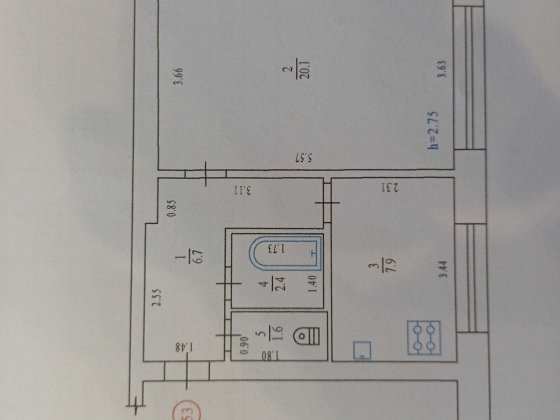 1-к квартира 38.7м² в Центрі (Першотравневий пр-т). Цегляний будинок Полтава