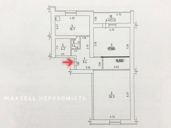 2-кімнтана квартира 82,5 м²  в новобудові на 3-ому поверсі Суми
