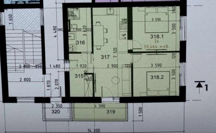Двокімнатна квартира в зданому будинку - фото 1