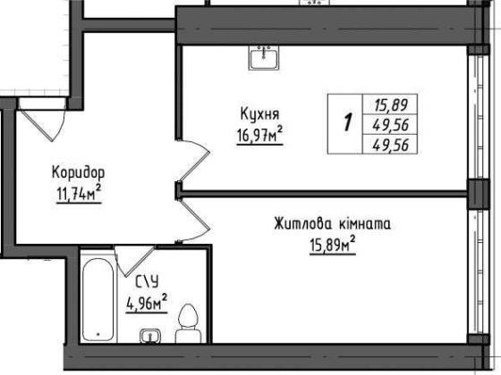Однокімнатна квартира в ЖК "Королівська Гірка" Чернігів