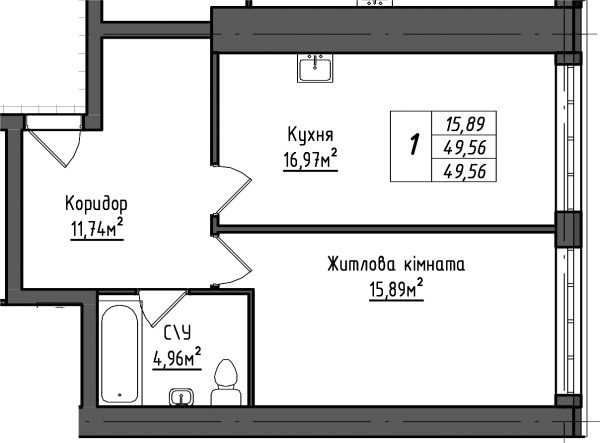 Однокімнатна квартира в ЖК "Королівська Гірка" - фото 1