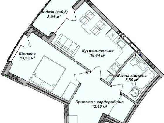 Продаж 1к квартири 52 м2 ЖК Crystal Ужгород