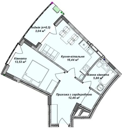 Продаж 1к квартири 52 м2 ЖК Crystal - фото 1