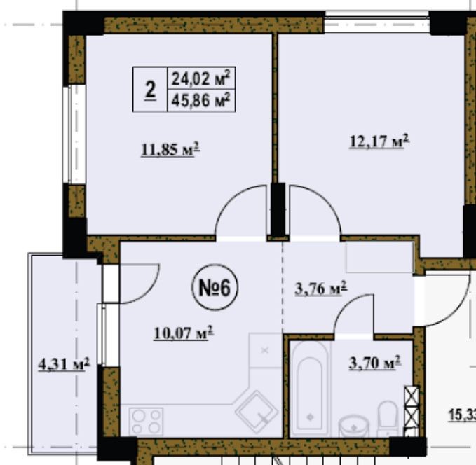 2-кімнатна квартира з балконом у Биківні, Деснянський район - фото 1