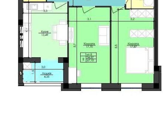 Двокімнатна квартира на етапі будівництва Черновцы