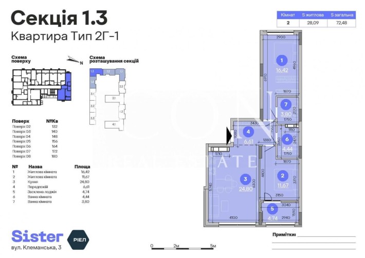 Продаж 2к квартири |72м²| ЖК Sister - фото 1